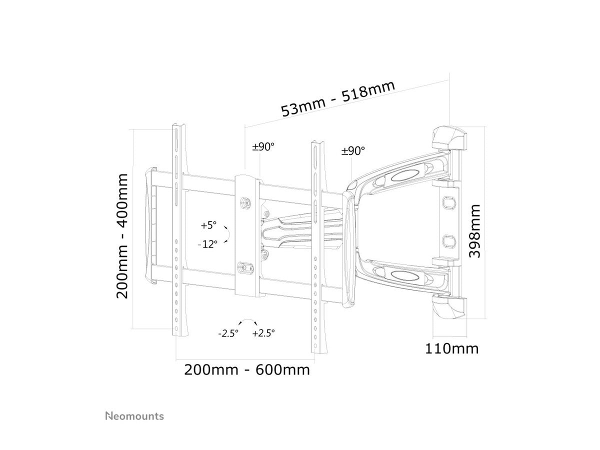 NEOMOUNTS LED-W700SILVER Support pour écran mural 32-60p - orientable