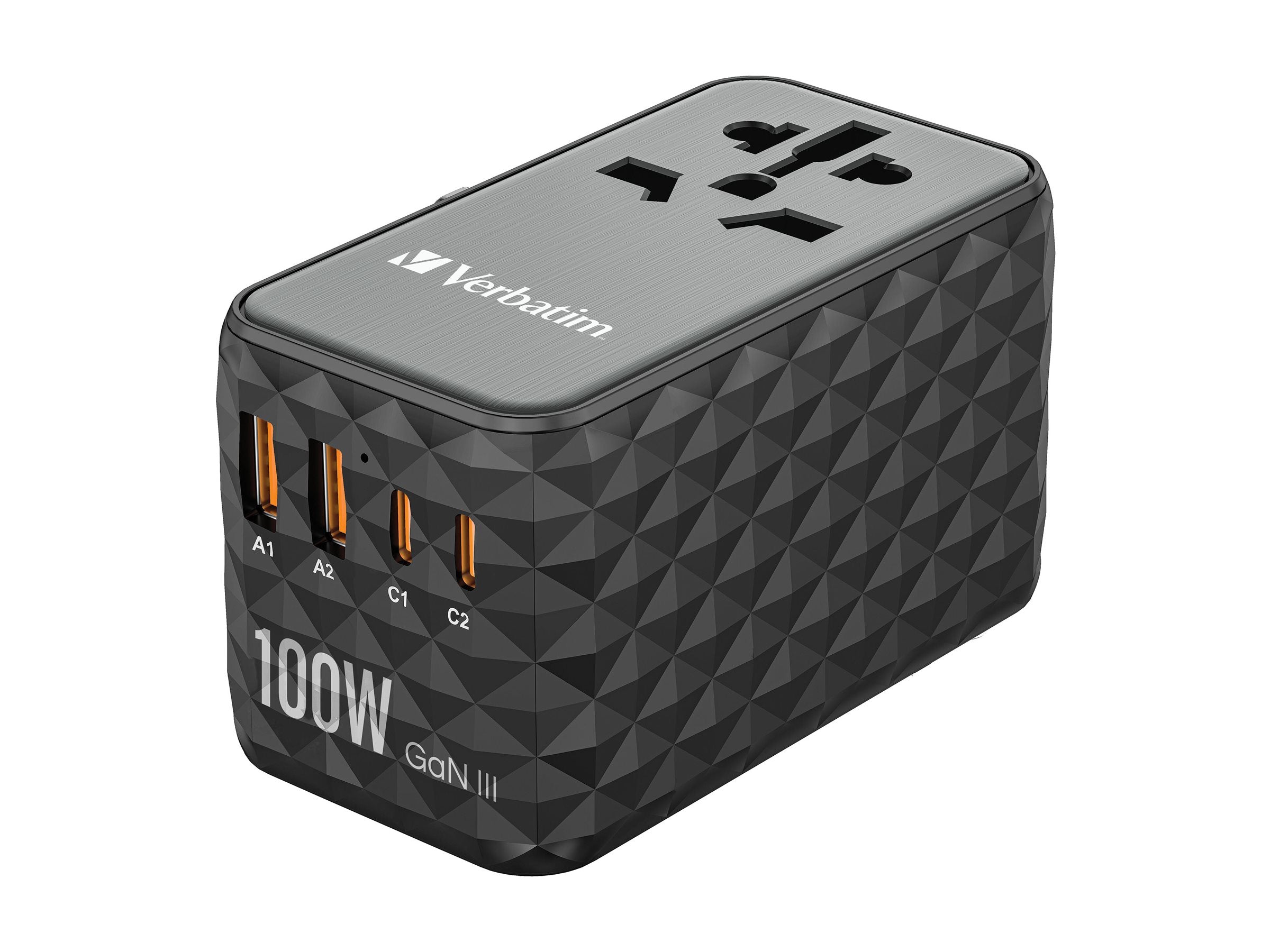 VERBATIM GAN III UNIVERSAL TRAVEL ADAPTER UTA-06 WITH 2 X USB-C PD 100W & QC 4+ / 2 X USB-A QC 3.00 WCF (P)