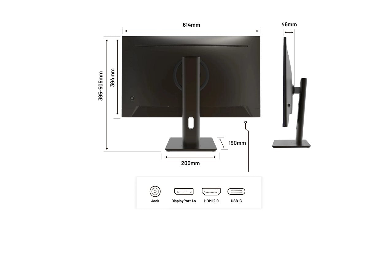 JAPANNEXT JN-IPS270WQHD75F-C65W-HSP-W - Ecran 27p 2560x1440 WQHD 75Hz - IPS - 400 cd/m2 - HDMI - DP - USB-C charge 65w - blanc