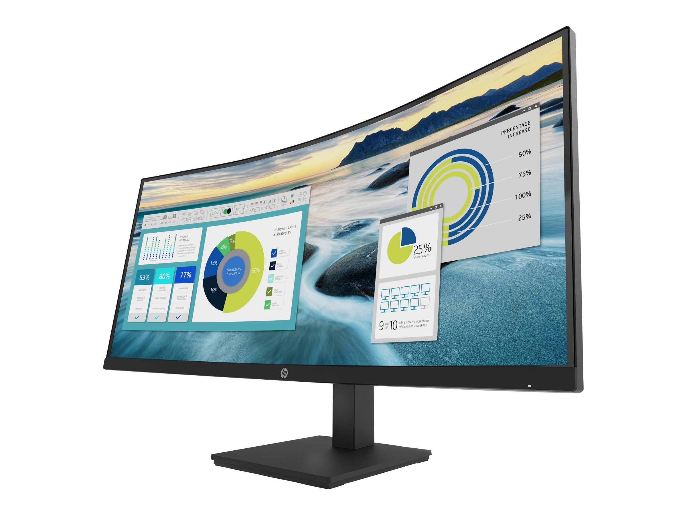HP Écran incurvé P34hc G4 WQHD 34p WQHD 3440x1440 HDMI USB-C USB port USB hub DisplayPort 3/3/0