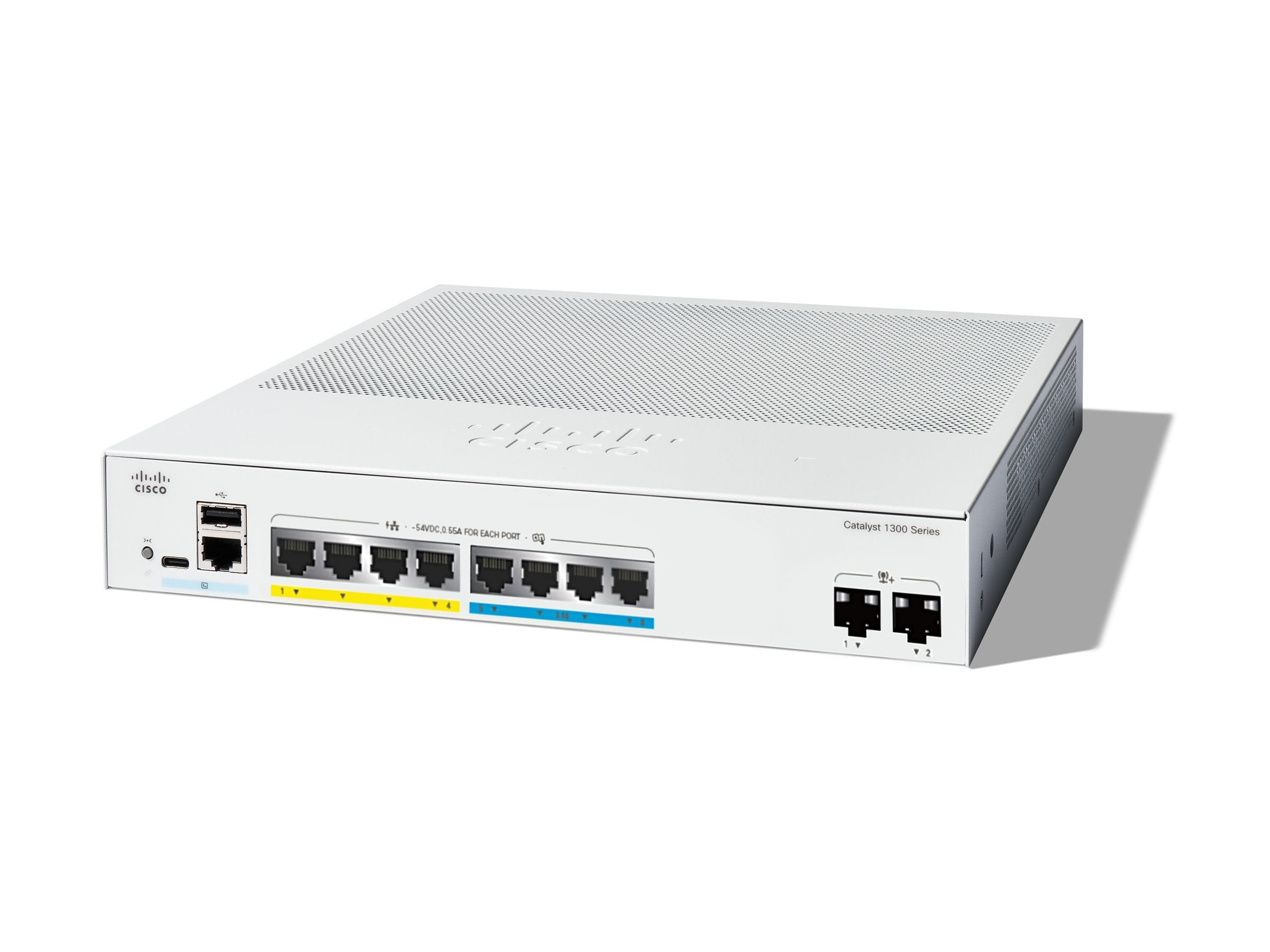 CISCO Catalyst 1300 8-Port Switch / 4-Port 2.5GE + 4-Port 1GE PoE+ with 120W power budget 2 x 10G SFP+ Uplinks