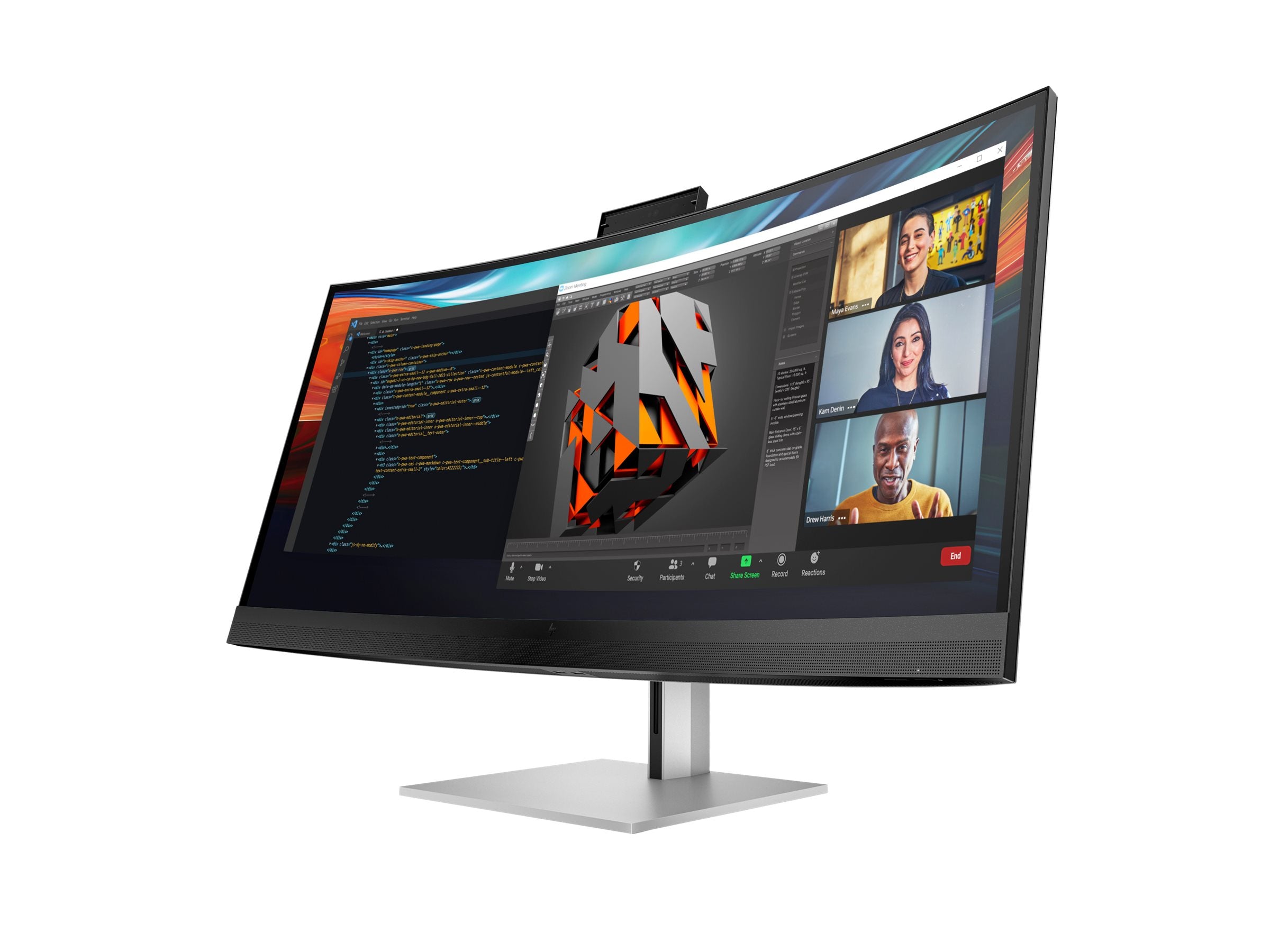 HP Écran de conférence incurvé 5K2K série 7 Pro 740pm avec webcam 4K 39.7p WUHD 5120x2160 USB-C DisplayPort Thunderbolt 3/3/0