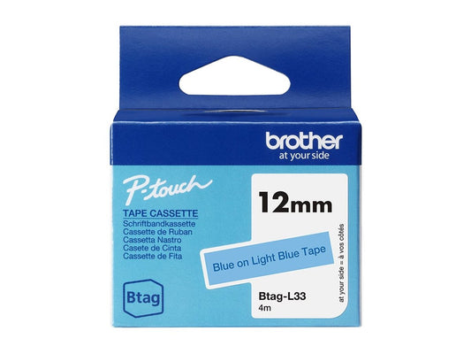 BROTHER 12MM BTAGL33 Ribbon Blue on Light Blue