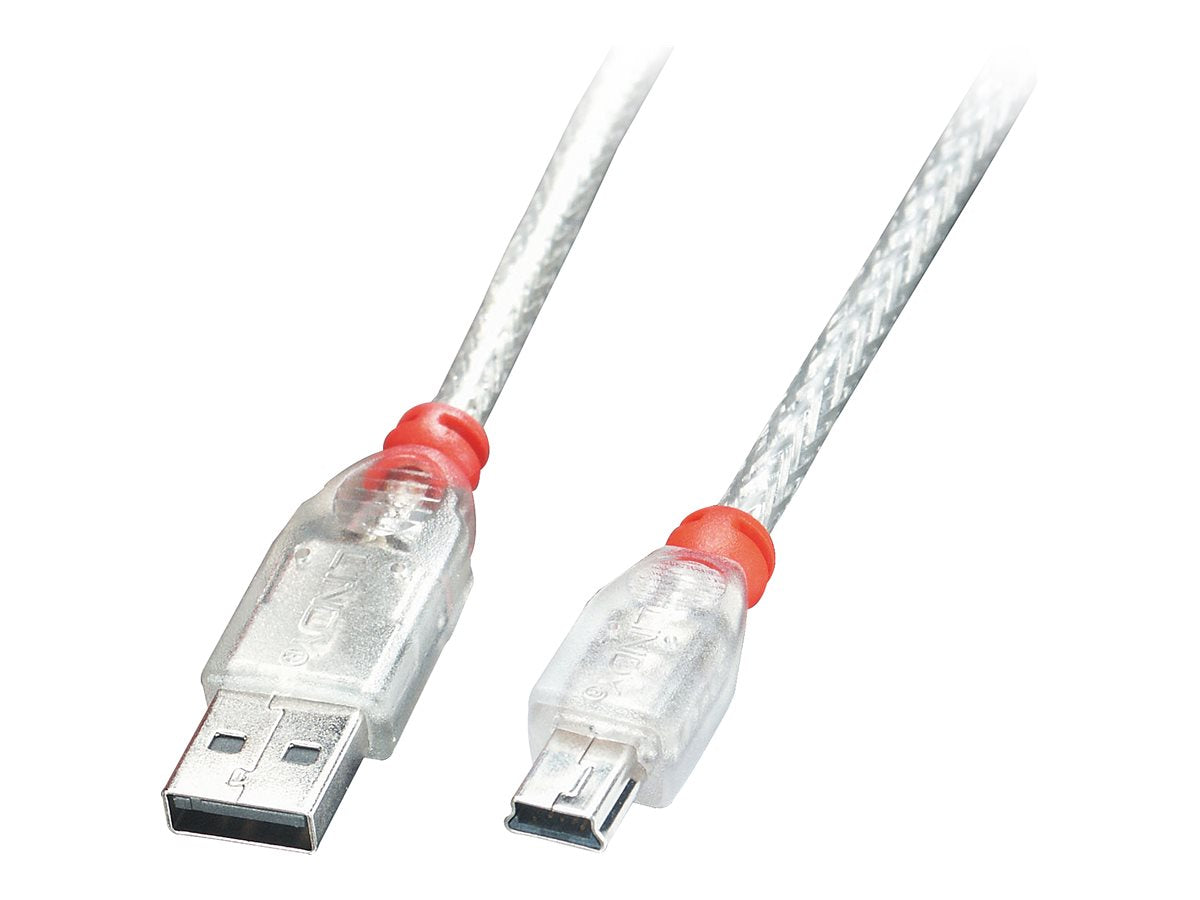 LINDY USB 2.0 Cable A/mini-B 1m USB High Speed Transparent