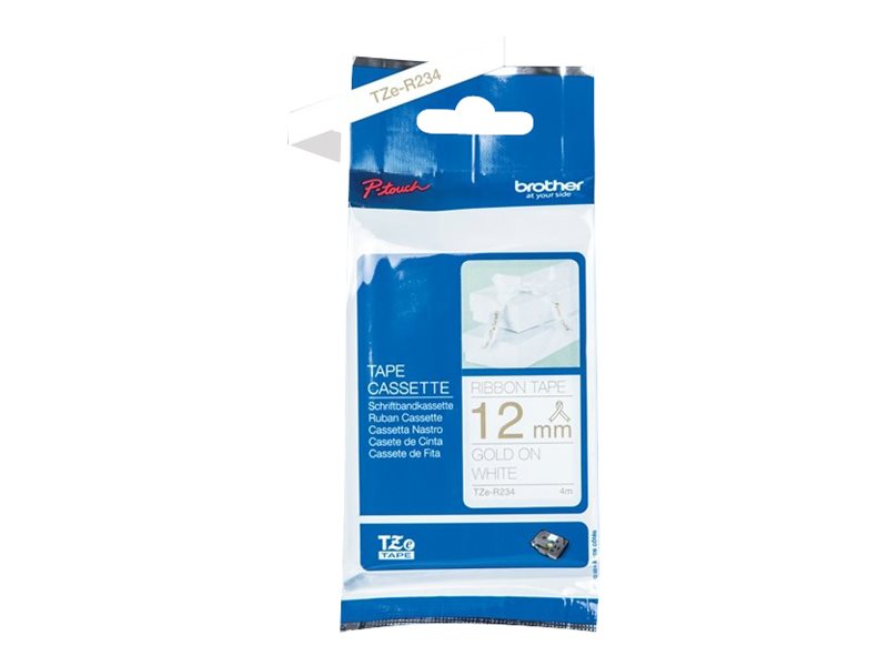 BROTHER Ruban tissus Or sur Blanc 12mm (4m)