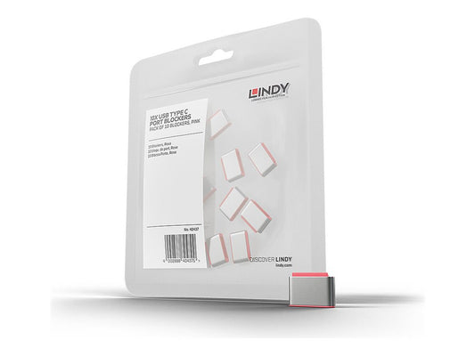 LINDY USB Type C Port Blockers Pack of 10 Red