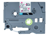 BROTHER Ruban laminé Noir sur Motifs Cœurs Rose 12mm (4m)