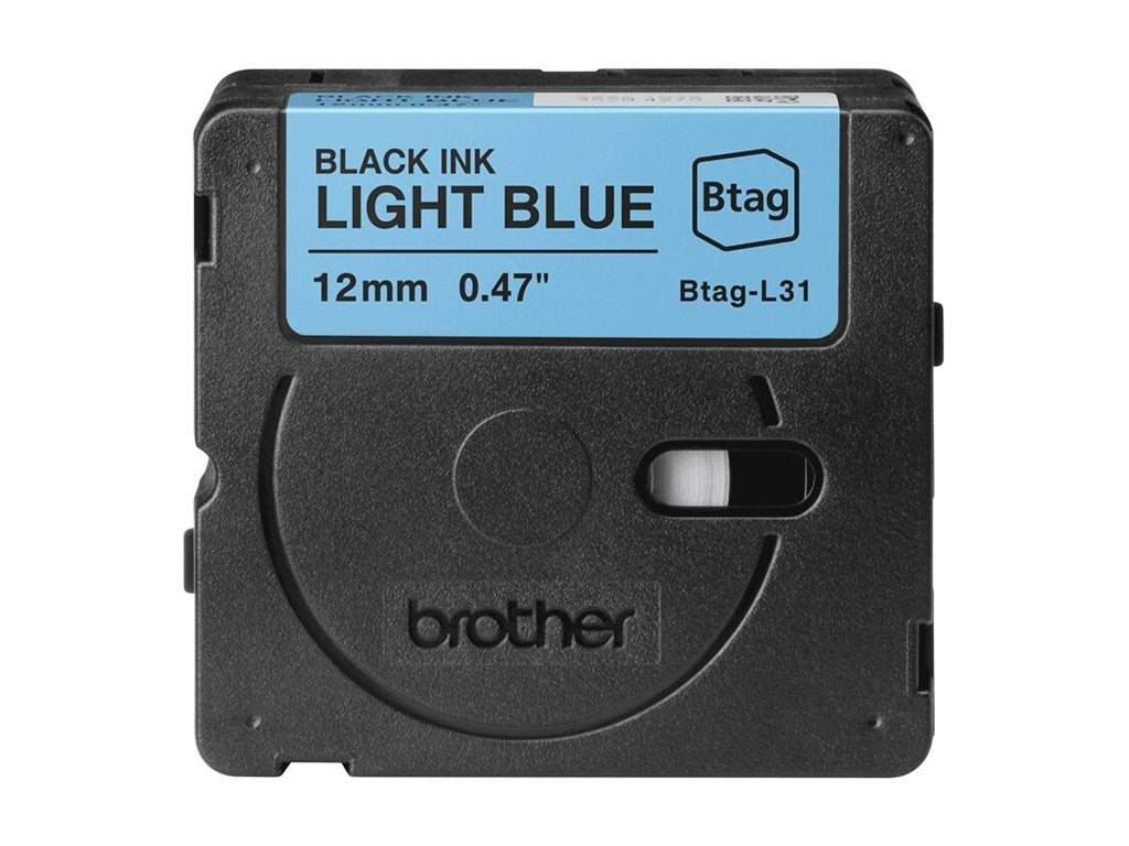 BROTHER 12MM BTAGL31 Ribbon Black on Light Blue