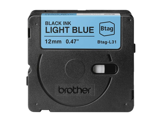 BROTHER 12MM BTAGL31 Ribbon Black on Light Blue