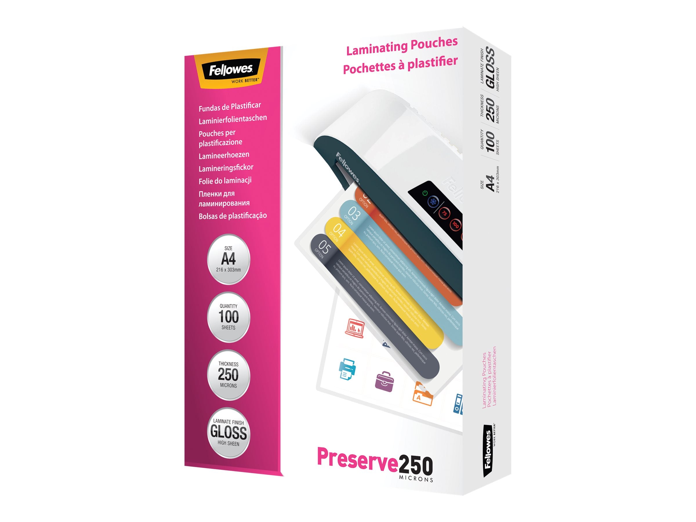 FELLOWES POCHETTES 125 MICRONS 54X86MM X 100