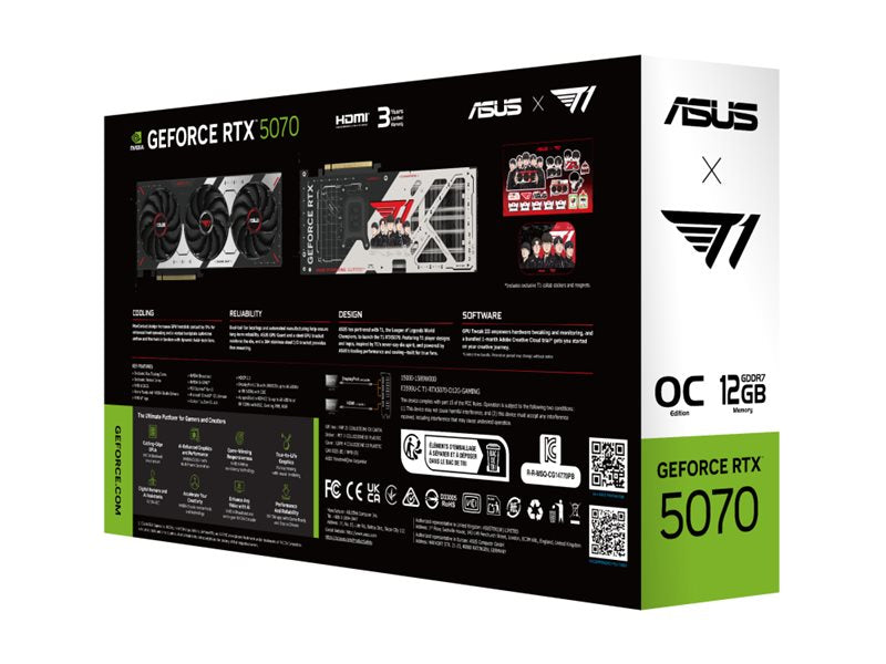 ASUS T1 GeForce RTX 5070 OC 12Go GDDR7 GAMING 1xHDMI 3xDP