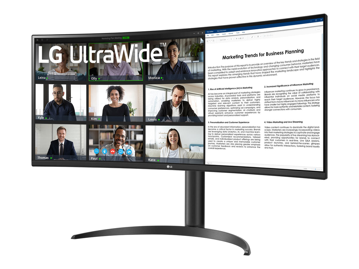 LG  - Ecran LED incurve - 34p 3440x1440 WQHD 100 Hz - VA - 5 ms - Hauteur réglable - Inclinable - Garantie 3 ans