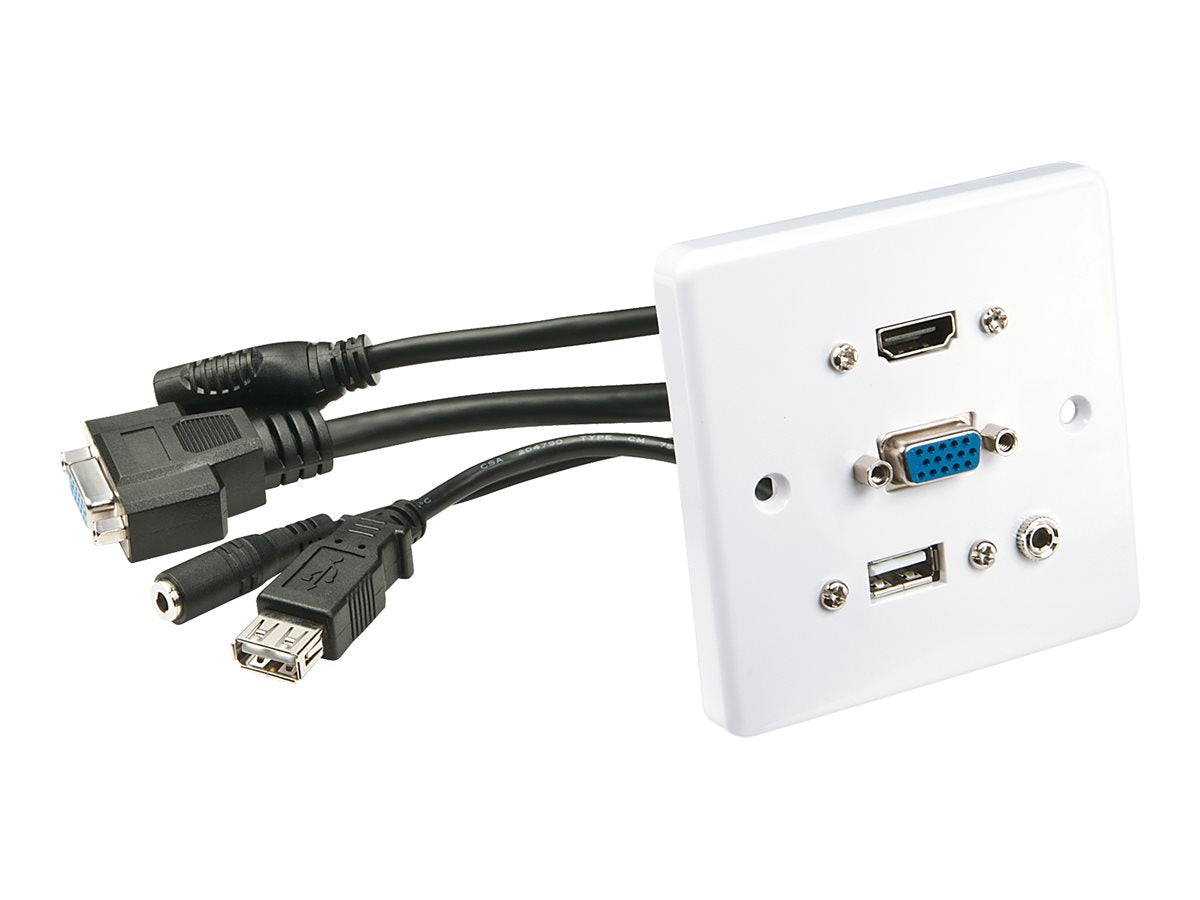 LINDY Wall plate VGA/HDMI/USB/3.5mm Stereo 86x86mm Screw distance approx. 60mm