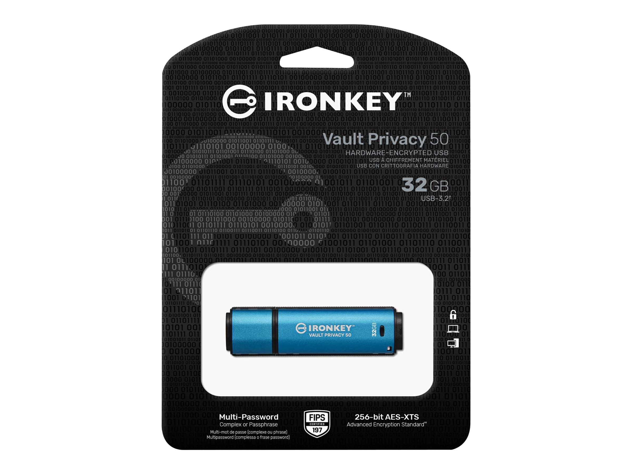 KINGSTON 32Go IronKey Vault Privacy 50 USB AES-256 Encrypted FIPS 197
