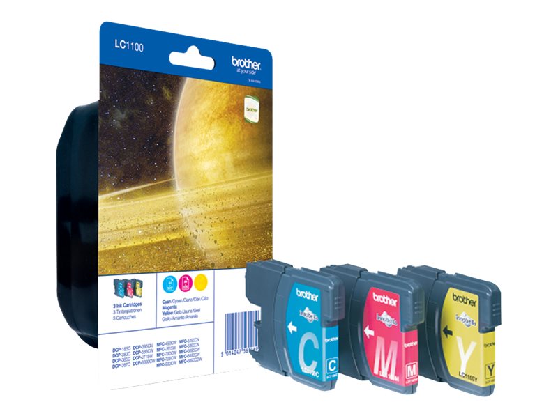 BROTHER LC-1100 cartouche d encre cyan, magenta et jaune capacité standard 3 x 7.5ml 3 x 325 pages 3-pack blister sans alarme
