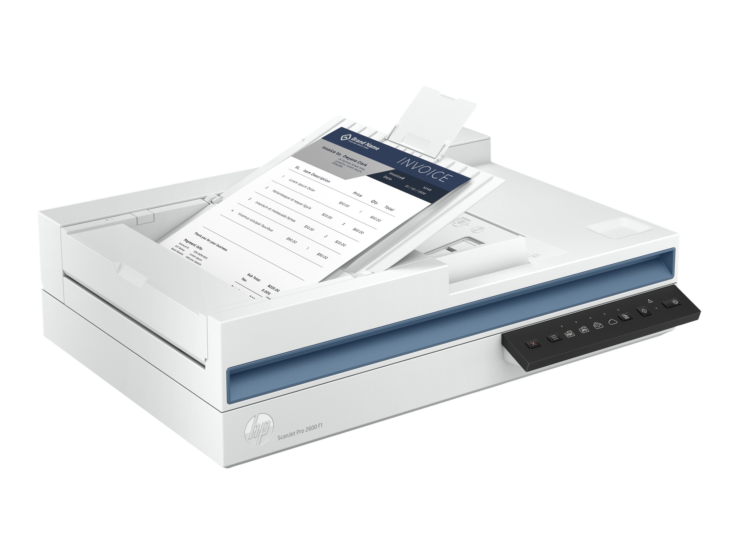 HP Scanjet Pro 2600 f1 Document scanner CMOS CIS Duplex A4 1200dpix1200dpi 25ppm mono 25ppm colour ADF 60sheets 1500scans USB