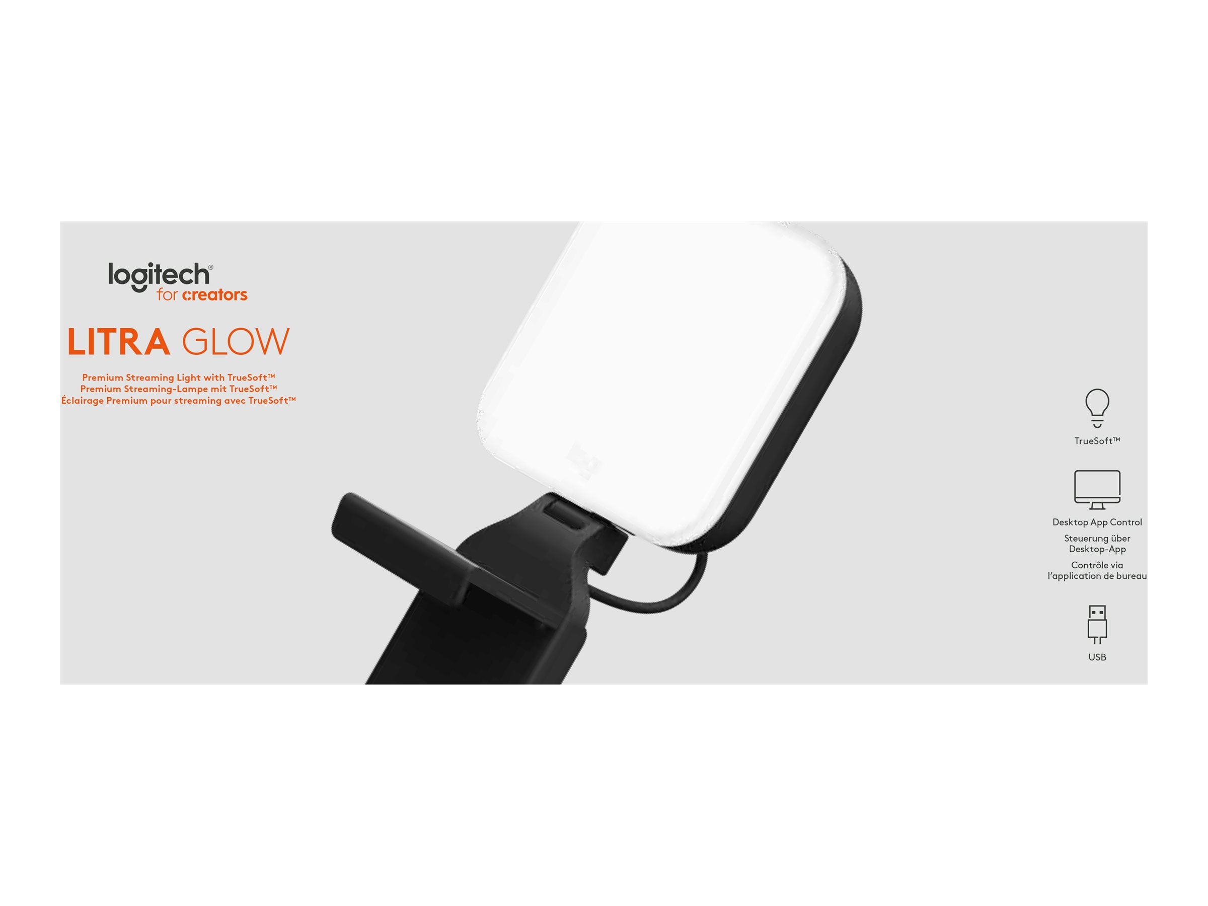 LOGITECH Litra Glow Premium Streaming Light with TrueSoft Lamp head 1 heads LED DC