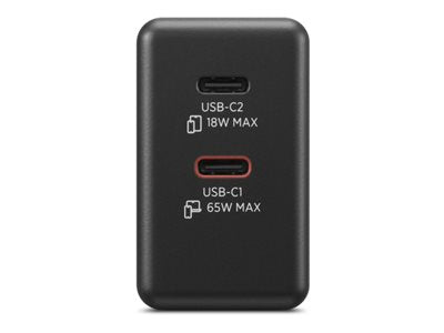 LENOVO Dual Power adapter GaN USB-C AC 100/240 V 65Watt output connectors: 2 black
