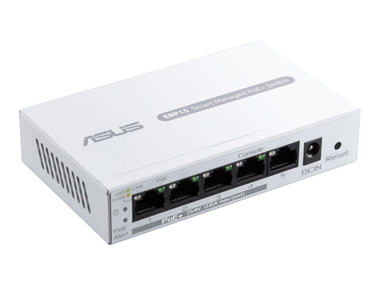 ASUS EBP15 5-Port GbE smart managed PoE+ switch 4 PoE+ ports 60W Supports PoE priority setting