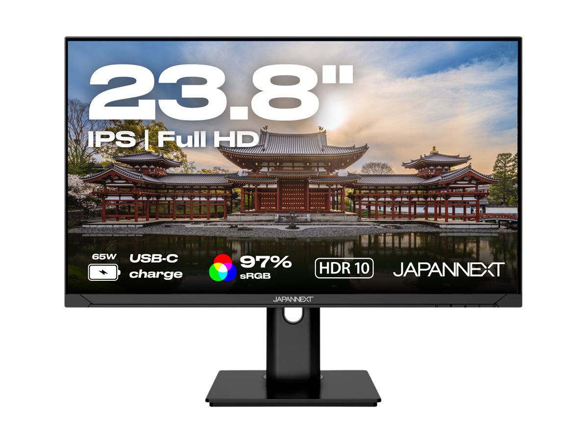 JAPANNEXT Ecran - 23.8p - 1920x1080 FHD - 75 Hz - IPS - 300 cd/m2 - HDR - USB-C 65W - HDMI - DisplayPort