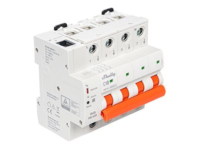 SHELLY Pro 4CB C40 Ethernet WiFi Bluetooth DIN Rail 4-Pole 40A C-Curve Circuit Breaker