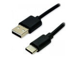 MCL Câble USB 2.0 Type C mâle/Type A mâle Charge&Data 480Mb 3A Noir-1.50m