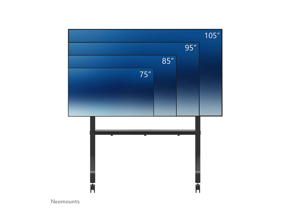 NEOMOUNTS FL50-575BL1 Support au sol mobile pour écran 65-110p - étagère multimédia incluse - installation rapide - TÌV