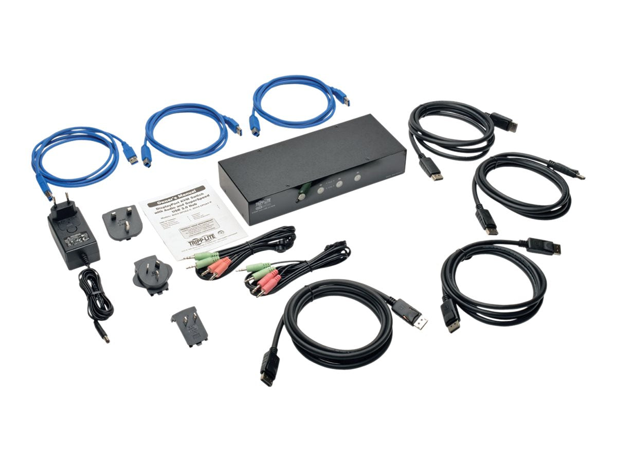 EATON TRIPPLITE 4-Port DisplayPort KVM Switch w/Audio Cables and USB 3.0 SuperSpeed Hub KVM audio USB switch 4xKVM audio