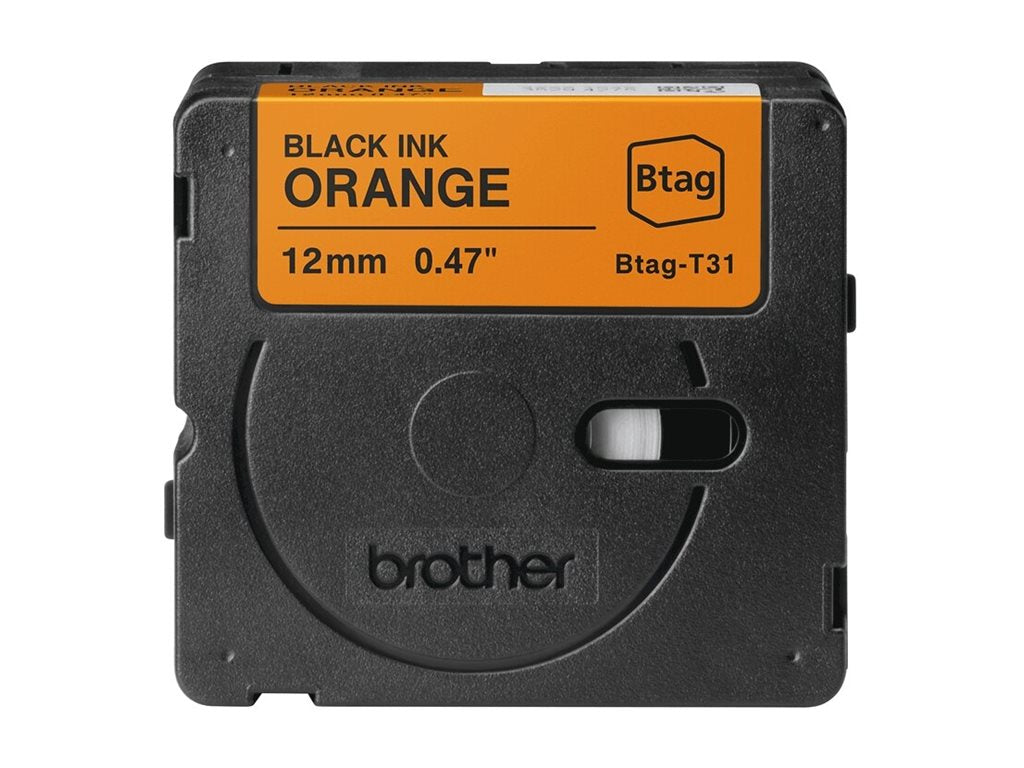 BROTHER 12MM BTAGT31 Ribbon Black on Orange