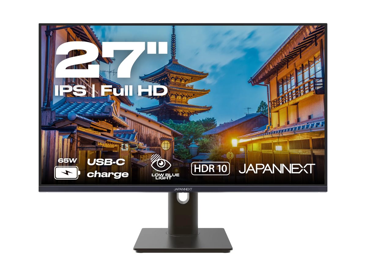 JAPANNEXT JN-IPS270WQHD75F-C65W-HSP-W - Ecran 27p 2560x1440 WQHD 75Hz - IPS - 400 cd/m2 - HDMI - DP - USB-C charge 65w - blanc