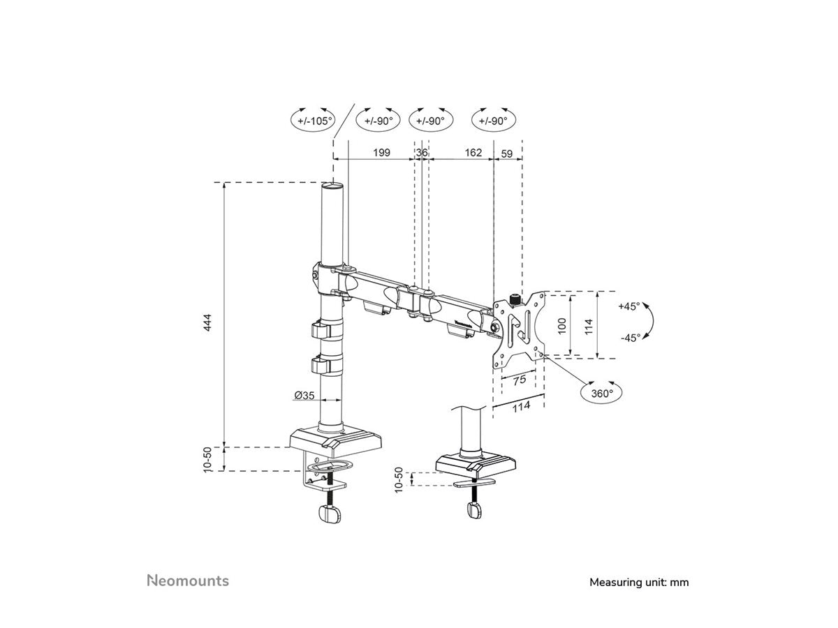 NEOMOUNTS DS60-600BL1 Support dÃ©cran Ã  fixer 10-32p - Quick-fix - arrÃªt 180