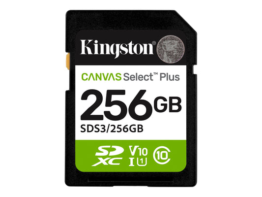 KINGSTON Canvas Select Plus Carte mémoire SDXC 256Go Gen3 150MB/s C10 UHS-I U3 V30