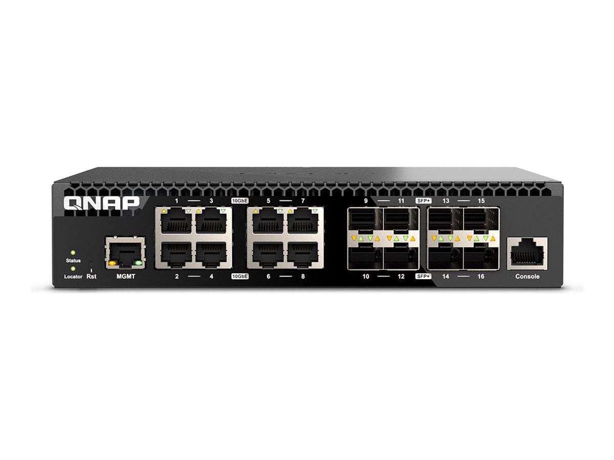 QNAP QSW-M3216R-8S8T Managed Switch 16 port of 10GbE port speed 8 port SFP+ 8 port 10gbE RJ45 half-rackmount design