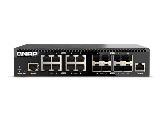 QNAP QSW-M3216R-8S8T Managed Switch 16 port of 10GbE port speed 8 port SFP+ 8 port 10gbE RJ45 half-rackmount design