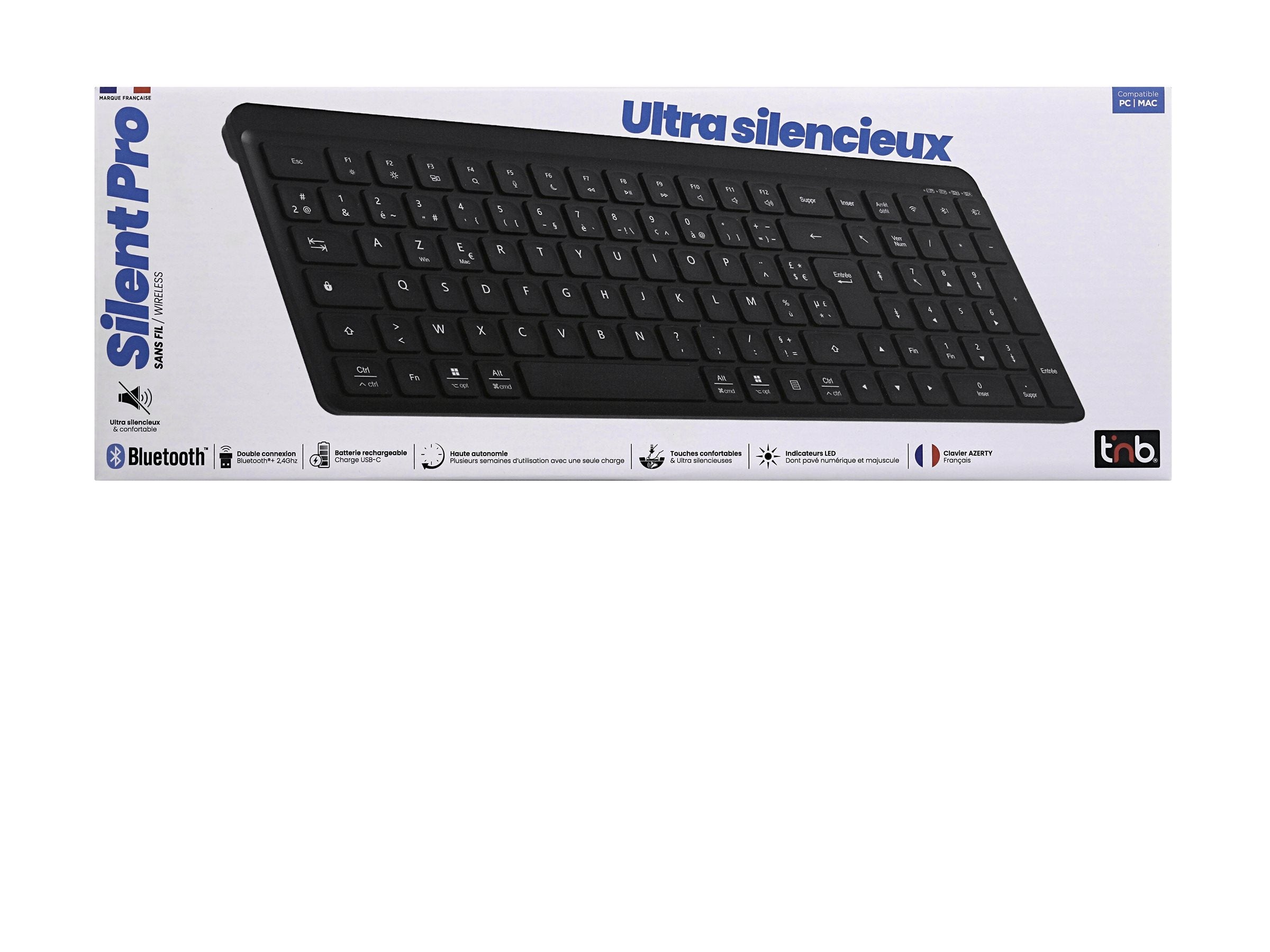 TNB SILENT PRO - Clavier sans fil rechargeable ultra silencieux - noir
