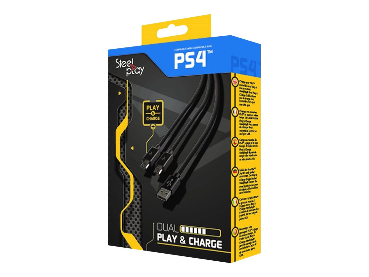 LEXIP X STEELPLAY Cable Dual Play & Charge Pour Manettes Noir PS4