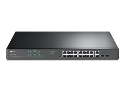 TP-LINK 16-Port Gigabit PoE+ Easy Smart Switch 16 Gigabit RJ45 Ports 2 SFP Slots 802.3at/af 192W PoE Power 1U 19p Rack-mountable