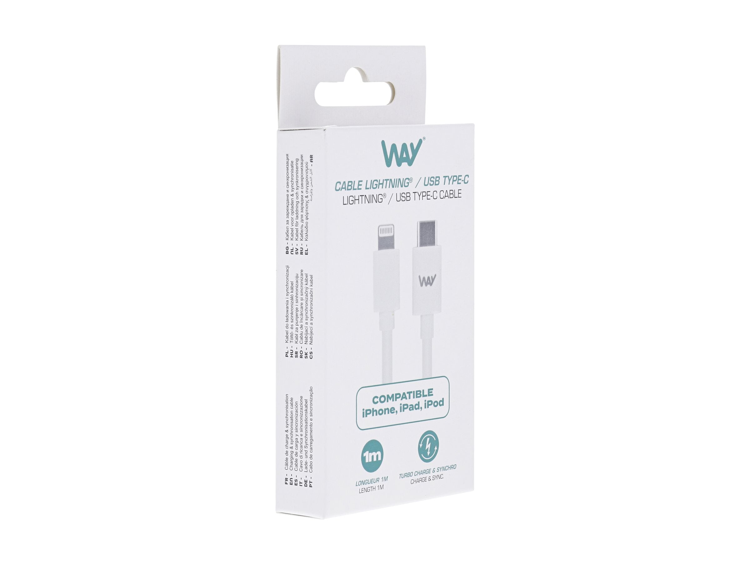 TNB WAY - CÃ¢ble de charge et de synchronisation Lightning/USB-C 1m - blanc