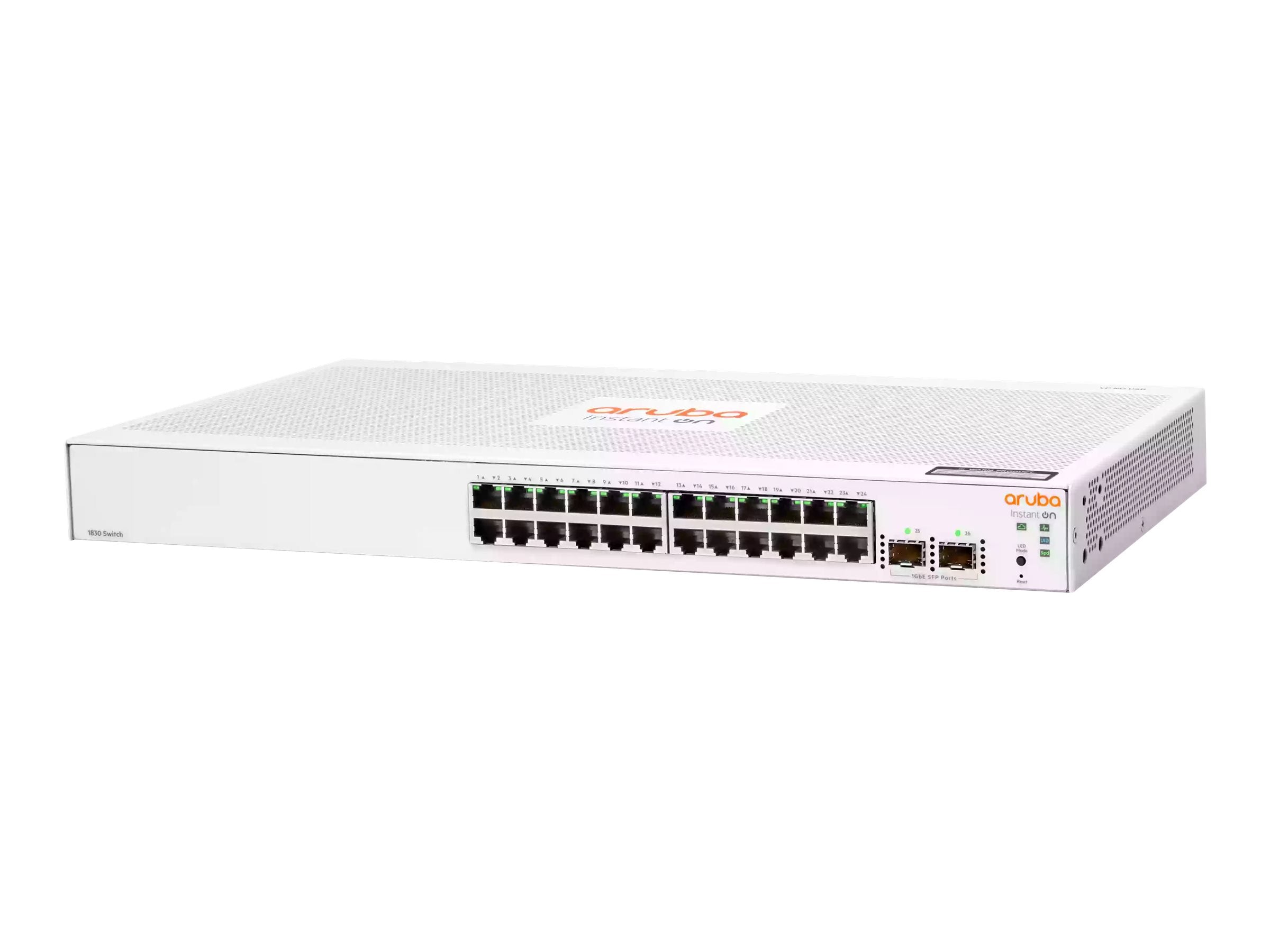 HPE Networking Instant On 1830 24G 2SFP Switch Commutateur intelligent 24 x 10/100/1000 + 2 x Gigabit SFP de bureau