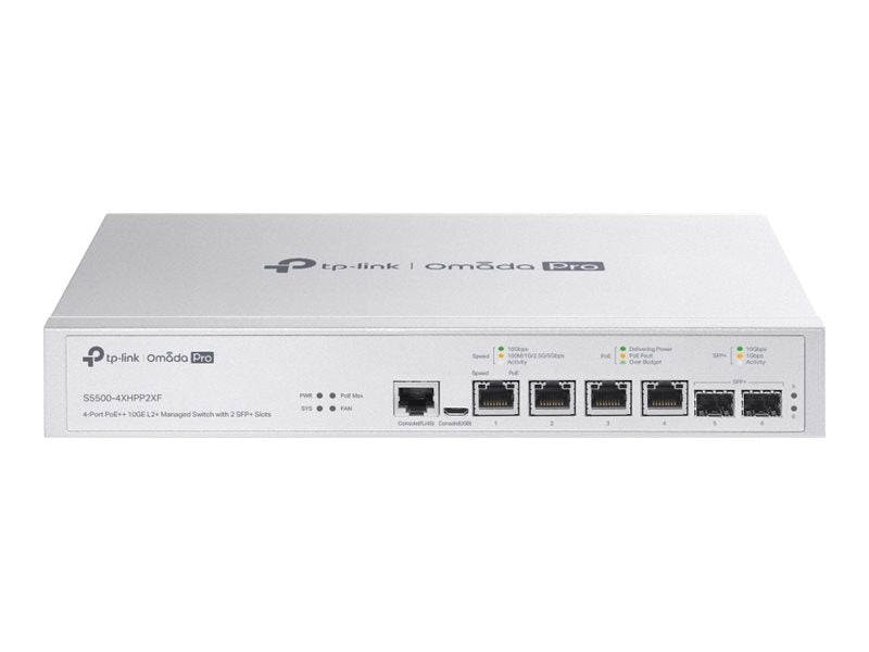TP-LINK S5500-4XHPP2XF Omada Pro 4-Port PoE++ 10GE L2+ Managed Switch 4x10G PoE++ 2x 10G SFP+