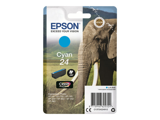 EPSON 1LB 24 ink cartridge cyan standard capacity 4.6ml 360 pages 1-pack RF-AM blister w/s