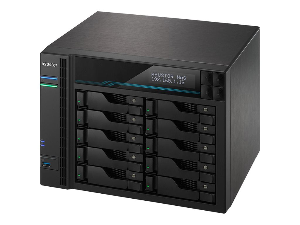 ASUSTOR LOCKERSTOR 10 - AS6510T - NAS 10 baies - Intel Atom C3538 Quad-Core - 8Go DDR4 - 10 GbE x2 - 2.5 GbE x2 - M.2 SSD x2