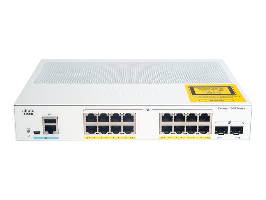 CISCO Catalyst 1000 16-Port Gigabit PoE+ PoE Budget 120W 2 x 1G SFP Uplinks LAN Base