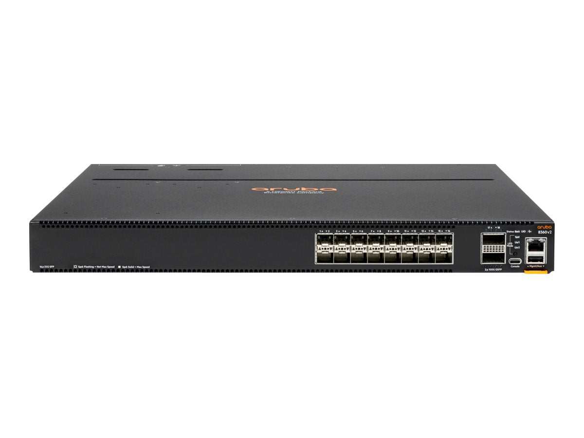 HPE Aruba 8360-16Y2C v2 16p 25G SFP/SFP+/SFP28 2p 100G QSFP+/28 Front-to-Back 3 Fans 2 AC Bdl