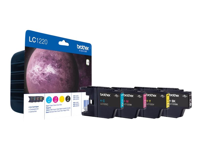 BROTHER LC-1220 cartouche d encre noir et tricolore capacité standard 4 x 300 pages 1-pack blister sans alarme