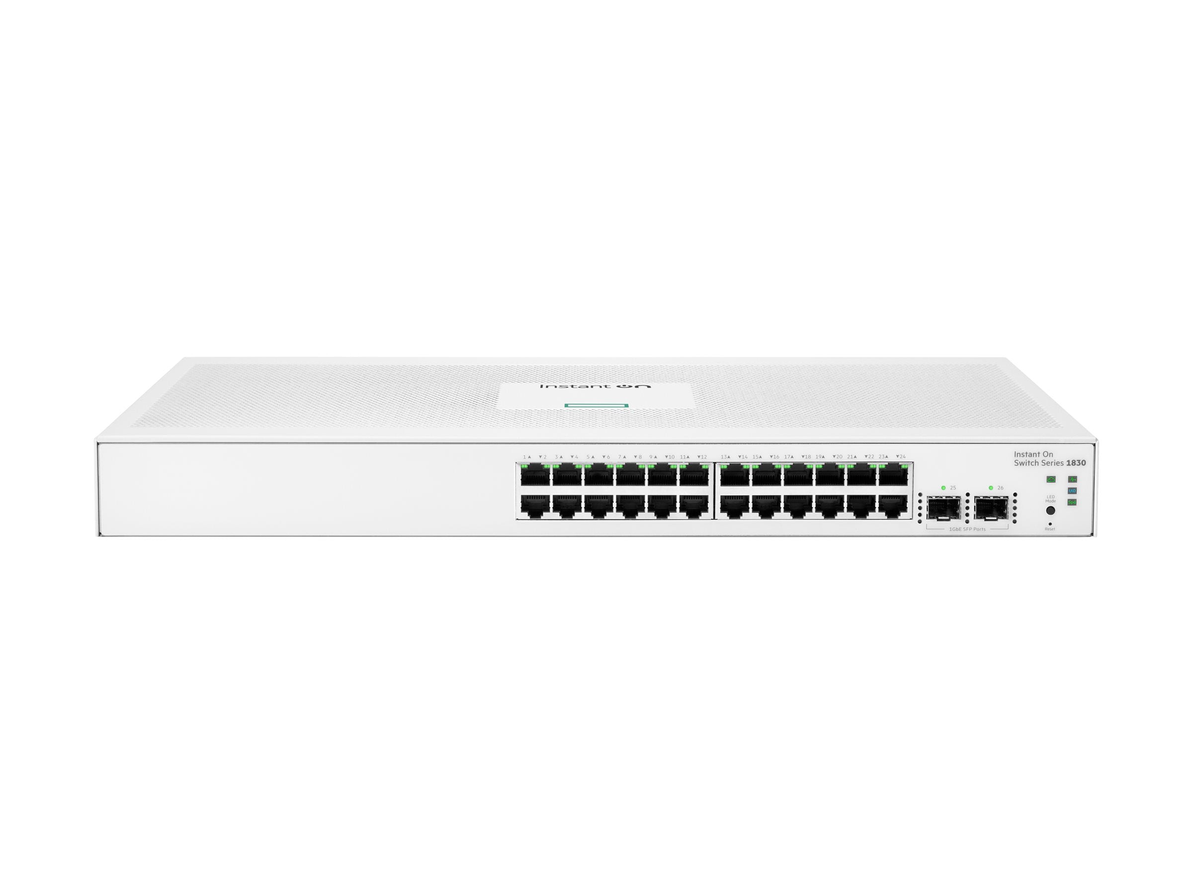HPE Networking Instant On 1830 24G 2SFP Switch Commutateur intelligent 24 x 10/100/1000 + 2 x Gigabit SFP de bureau