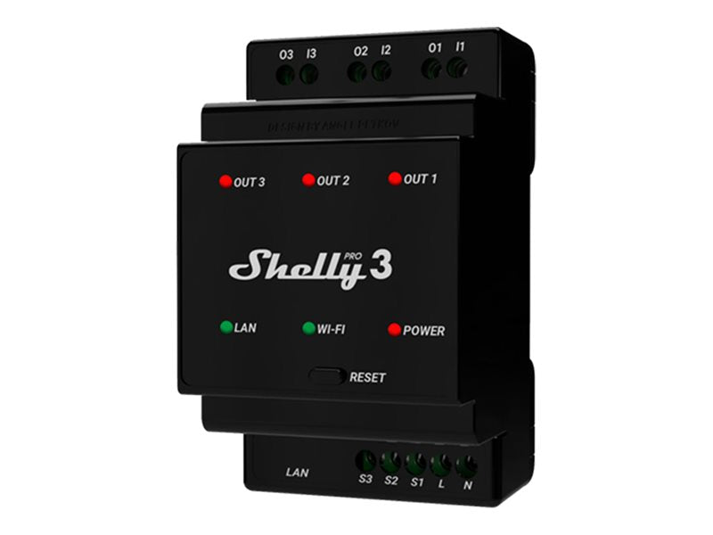 SHELLY Pro 3 LAN WLAN 3-Channel DIN Rail Smart Relay