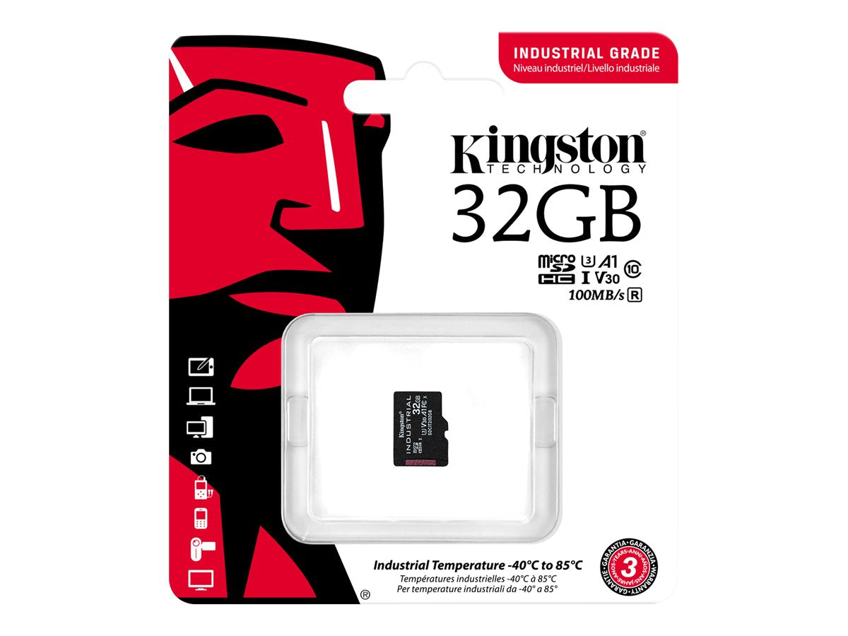 KINGSTON 32Go microSDHC Industrial C10 A1 pSLC Card + SD Adapter
