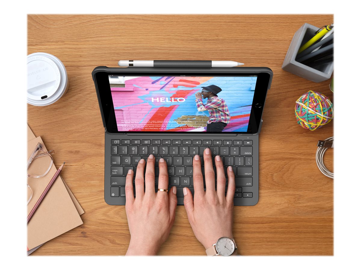 LOGITECH Slim Folio for iPad 7th & 8th generation - Graphite - Fra