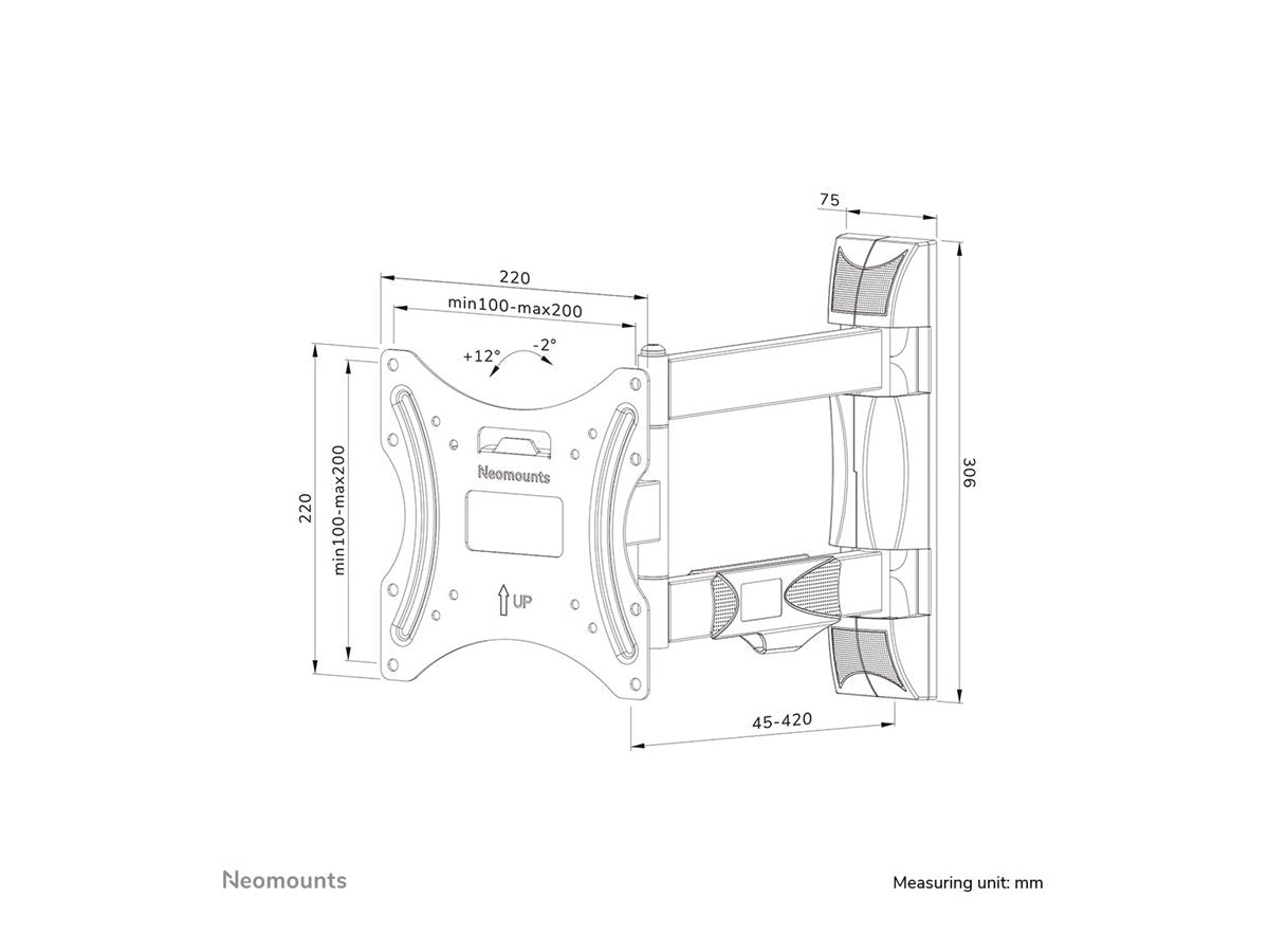 NEOMOUNTS WL40-550BL12 Support pour écran mural 32-55p - orientable - installation facile